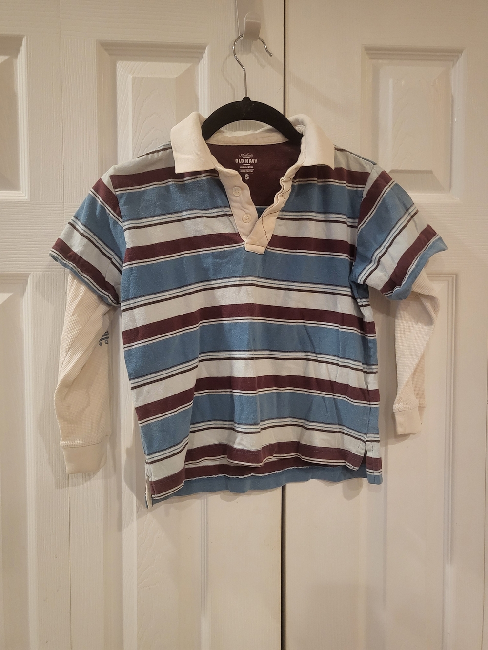 Old Navy Boys Size S 6/7 Striped Layered Rugby Polo Shirt